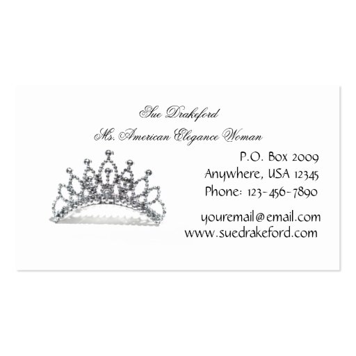 Simply Elegant Profile Pageant Business Card (back side)