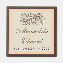 Simply Elegant Wedding Favor Magnet: peach