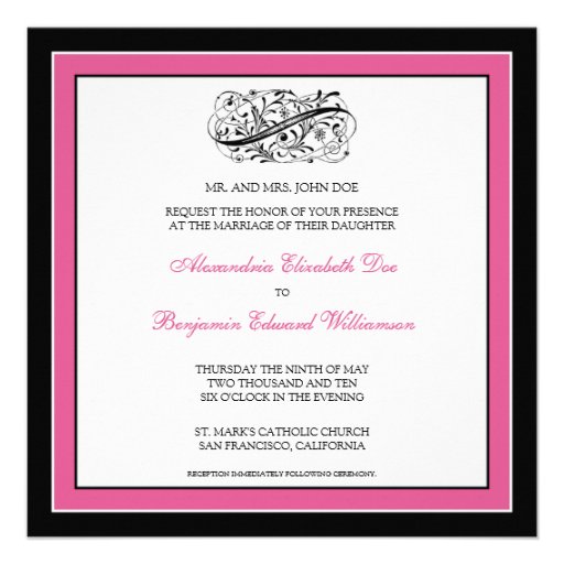 Simply Elegant Wedding Invitation (black/fuschia)