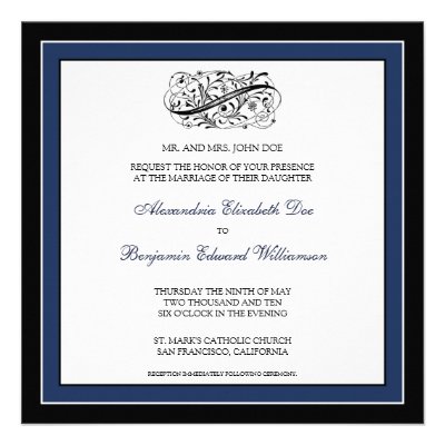 Simply Elegant Wedding Invitation (black/navy)