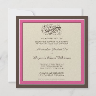 Simply Elegant Wedding Invitation fuschia by TheWeddingShoppe