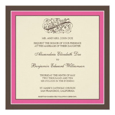 Simply Elegant Wedding Invitation (fuschia)