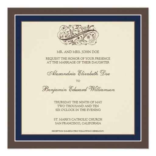 Simply Elegant Wedding Invitation (navy blue)