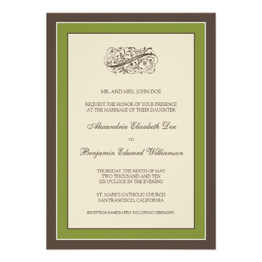 Simply Elegant Wedding Invitation (olive)