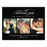 Simply Elegant Wedding Photo Thank You Card Black invitations