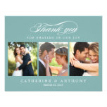 Simply Elegant Wedding Photo Thank You Card Blue invitations