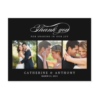 Simply Elegant Wedding Thank You Card - Black Postcards