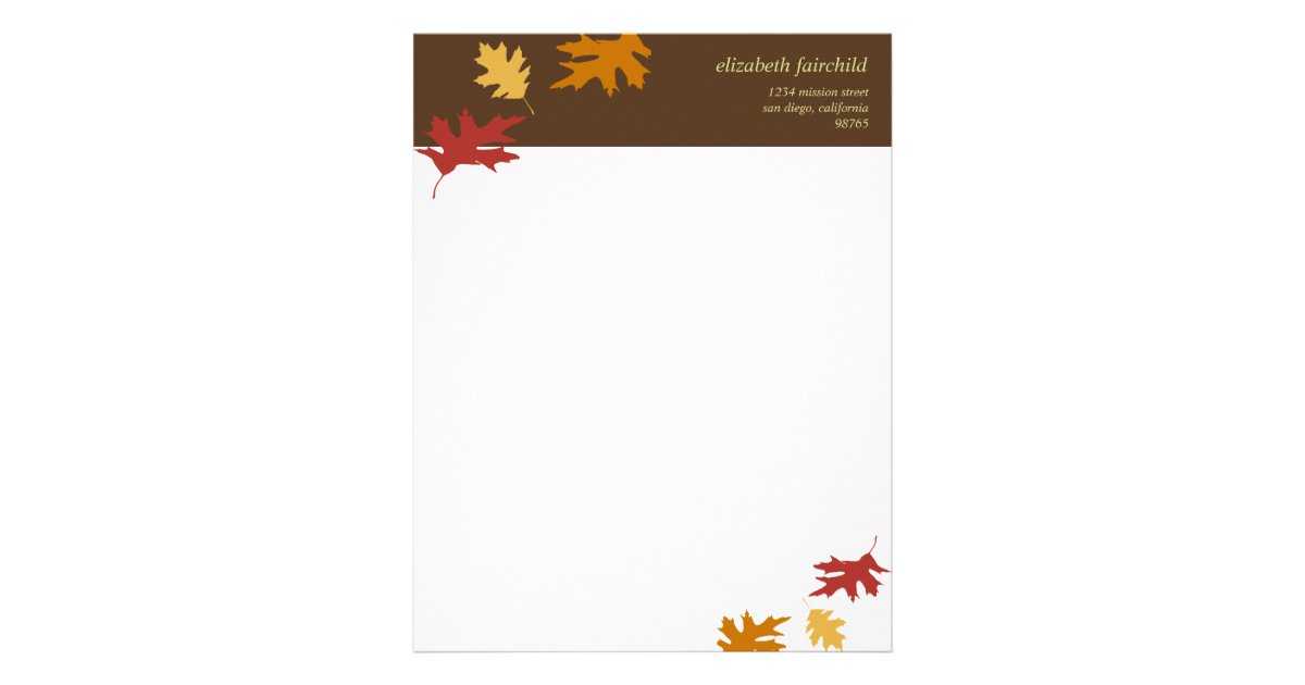 Simply fall leaves autumn brown thanksgiving theme letterhead | Zazzle