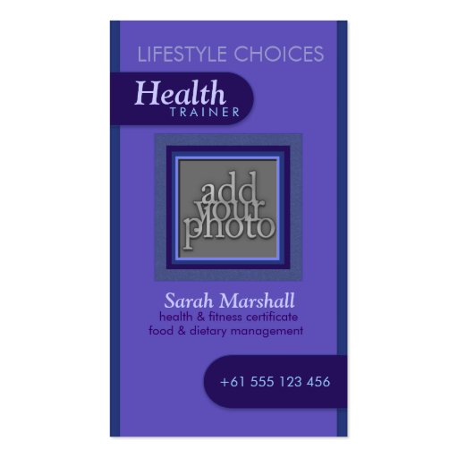 Simply Fancy  Purple Health Photo Business Card (front side)