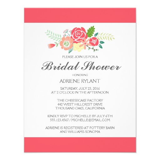 Simply Floral & Stripes Bridal Shower Invitation