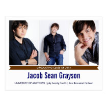 Simply Genius 3 Photo Graduation Postcard