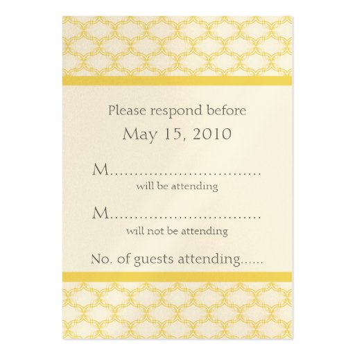 Simply Glamourous RSVP Card, Saffron Yellow Business Cards (front side)
