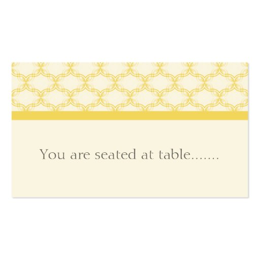 Simply Glamourous Wedding Placecard, Yellow Business Card (front side)