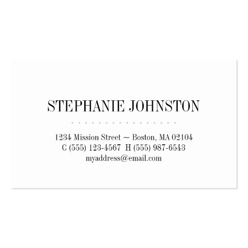 Simply high fashion teal stripe personal calling business card templates (front side)