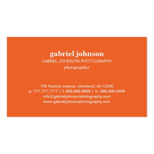 Simply Modern Business Card - Orange/White (back side)