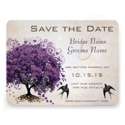 Simply Peachy Heart Tree  Wedding Save the Date Invite