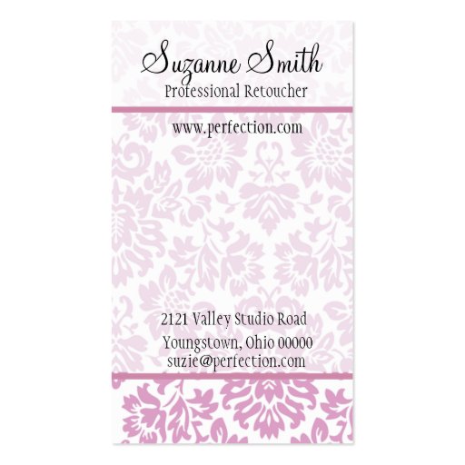 Simply Perfection Photography Business Card (back side)