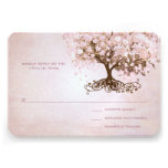 Simply Pink Heart Leaf Tree Wedding RSVP invitations