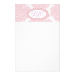 Simply Pink Monogram Damask Stationary Stationery Paper