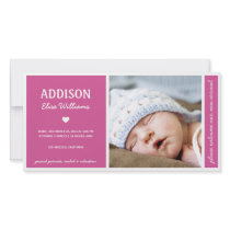 SIMPLY PURE | BABY GIRL BIRTH ANNOUNCEMENT CUSTOM PHOTO CARD