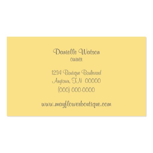 Simply Retro Flower Business Card, Yellow (back side)