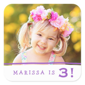 Simply Sweet Personalized Photo Birthday Stickers