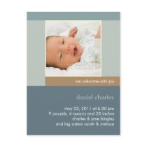 Simply You Blue/Tan • Birth Announcement postcards