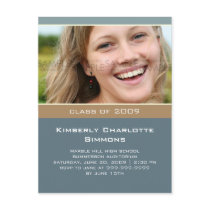"Simply You" Cadet Blue Graduation Invitation postcards