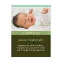 Simply You Green/Aqua • Birth Announcement postcards by CSKidsOccasions Simply You Green/Aqua • Birth Announcement postcards