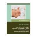 Simply You Green/Aqua • Birth Announcement postcards by CSKidsOccasions Simply You Green/Aqua • Birth Announcement postcards