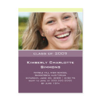 "Simply You" Purple Graduation Invitation postcards
