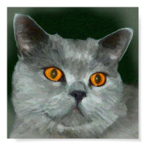Simulated Oil Painting of a British Shorthair Print