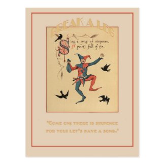 Sing a Song of Sixpence Good Luck Postcard