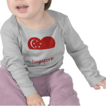 Singapore Flag Heart t-shirts
