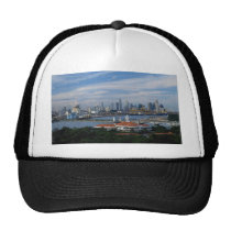 Singapore skyline from Sentosa Island, Singapore hats