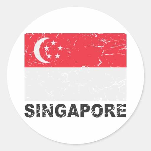 Singapore Vintage Flag Round Stickers
