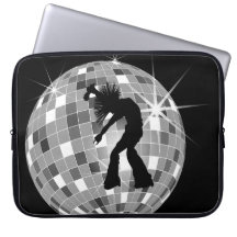 Singer & Dancer Silhouette On Disco Ball Laptop Computer Sleeves