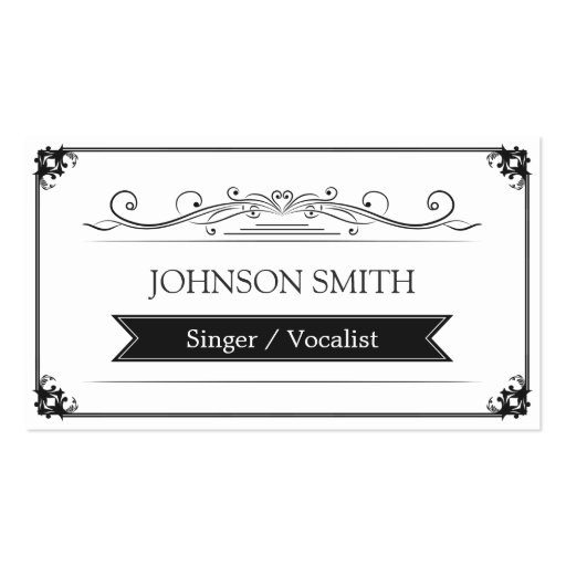 Singer / Vocalist - Classy Vintage Frame Business Cards (front side)