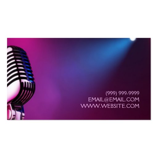 Singer, Vocalist, Solo, Performance Entertainment Business Cards (back side)