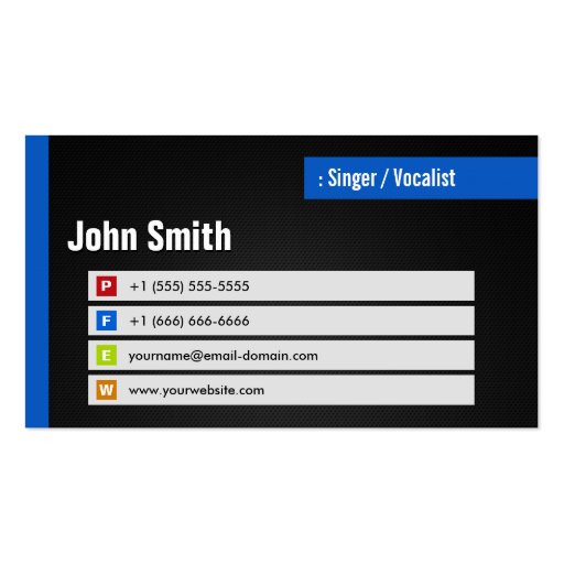 Singer / Vocalist - Stylish Theme QR Code Business Card Templates (front side)