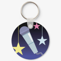 singer's microphone and stars design keychains