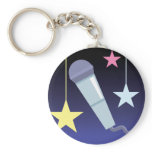 singer's microphone and stars design keychain