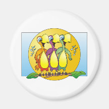 Singing Birds Cartoon Fridge Magnet