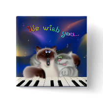 Singing Cats Button by Lidusik Singing Cats Button