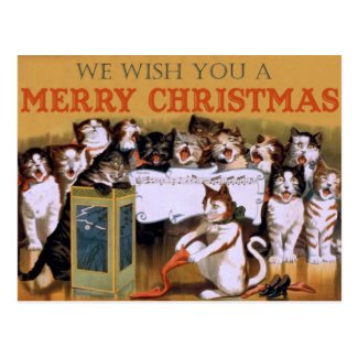 Singing Cats - Vintage Christmas Postcard