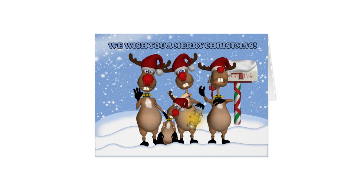 singing christmas reindeer greeting card from all zazzle christmas cards salutations