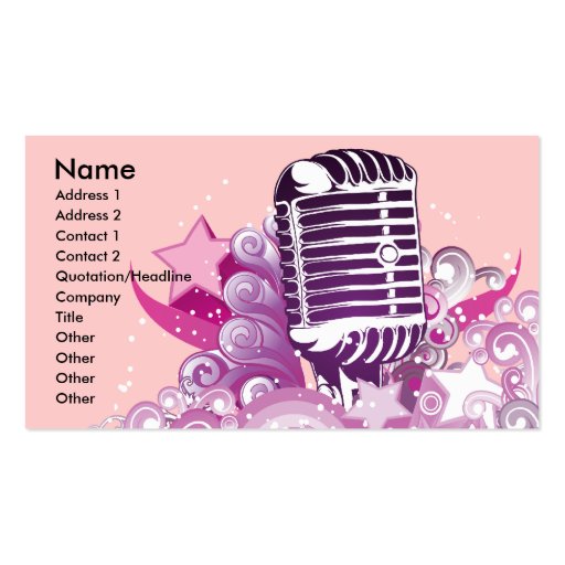 singing diva vintage microphone vector business cards (front side)