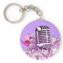 singing diva vintage microphone vector keychains