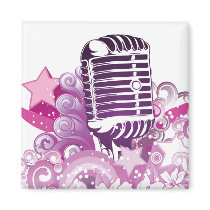 singing diva vintage microphone vector fridge magnet