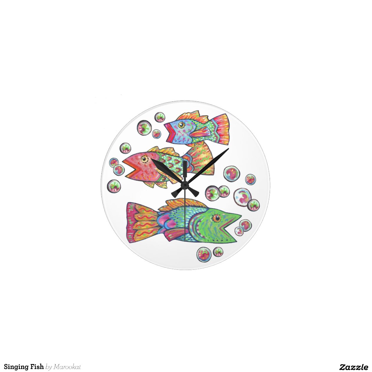 Singing Fish Round Clock Zazzle